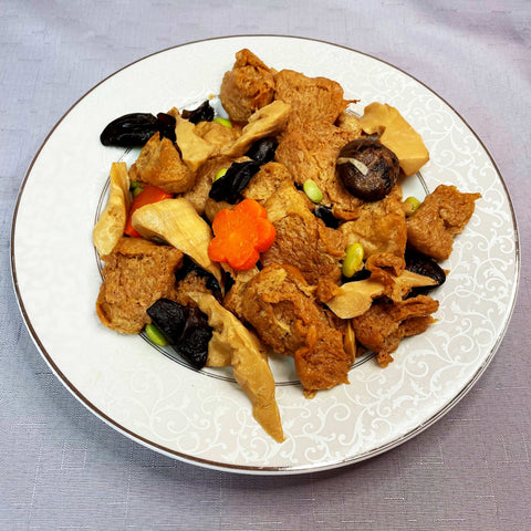 Braised Wheat Gluten with Bamboos and Mushrooms 四喜烤麩