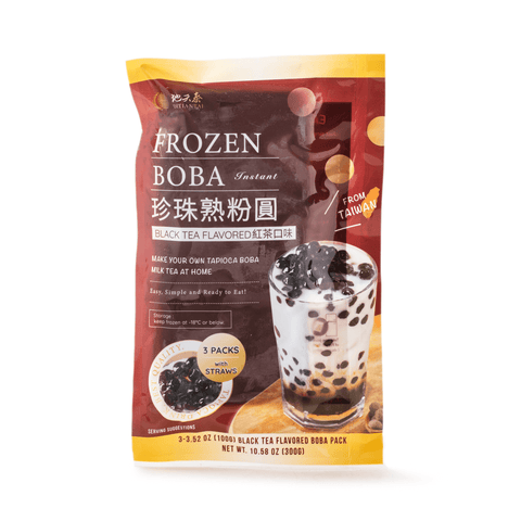 Frozen Boba, 3pk（w/ Straws) 300 g 地天泰 冷凍珍珠熟粉圓 3包入(附有吸管） - Canaan Foods