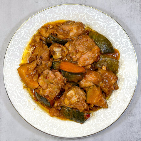 Steamed Chicken with Pumpkin 金瓜蒸雞