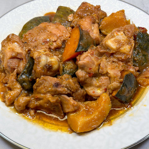 Steamed Chicken with Pumpkin 金瓜蒸雞