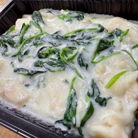 Spinach and Mushroom Sauce Fish 奶白醬菠菜魚