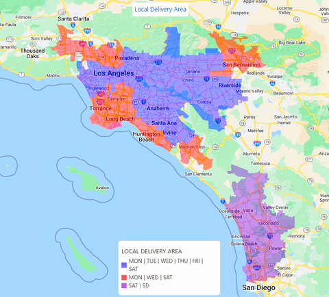 Local Delivery-Most of South California areas